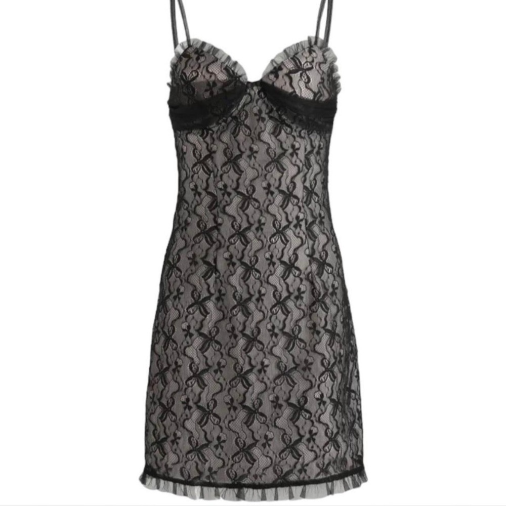 Cider ribbon lace mini dress